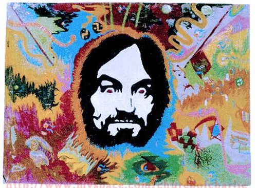 500x367 Self Portrait By Charles Manson. Carve An X In Your Head - Charles Manson Painting