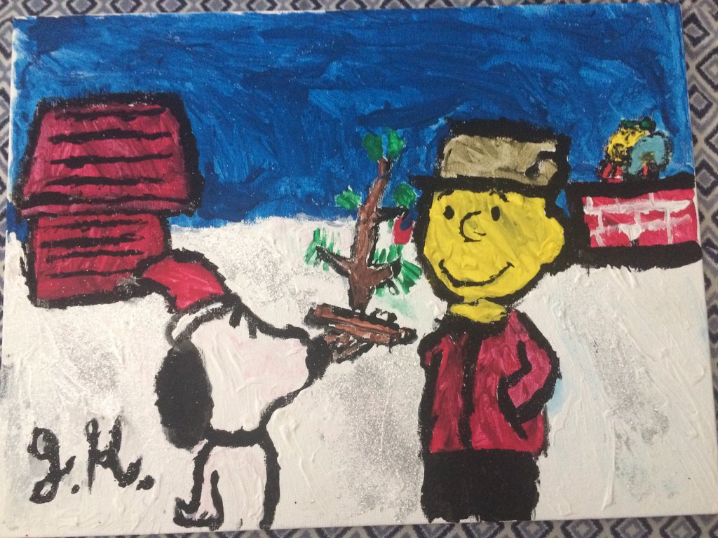 1024x768 A Charlie Brown Christmas Acrylic Painting By Jeremy The Blockhead - Charlie Brown Christmas Painting