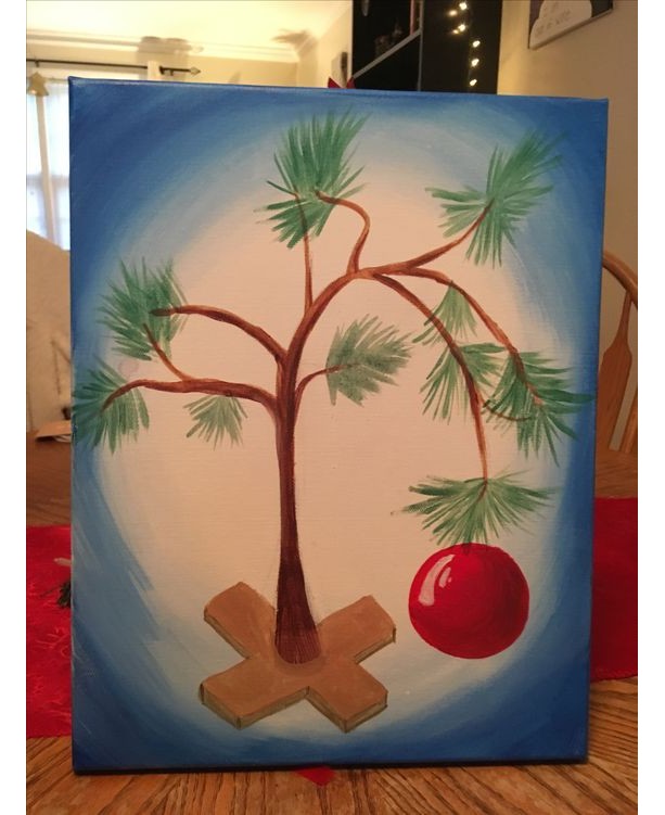 613x751 Charlie Brown Christmas Tree Acrylic Painting Aftcra - Charlie Brown Christmas Painting