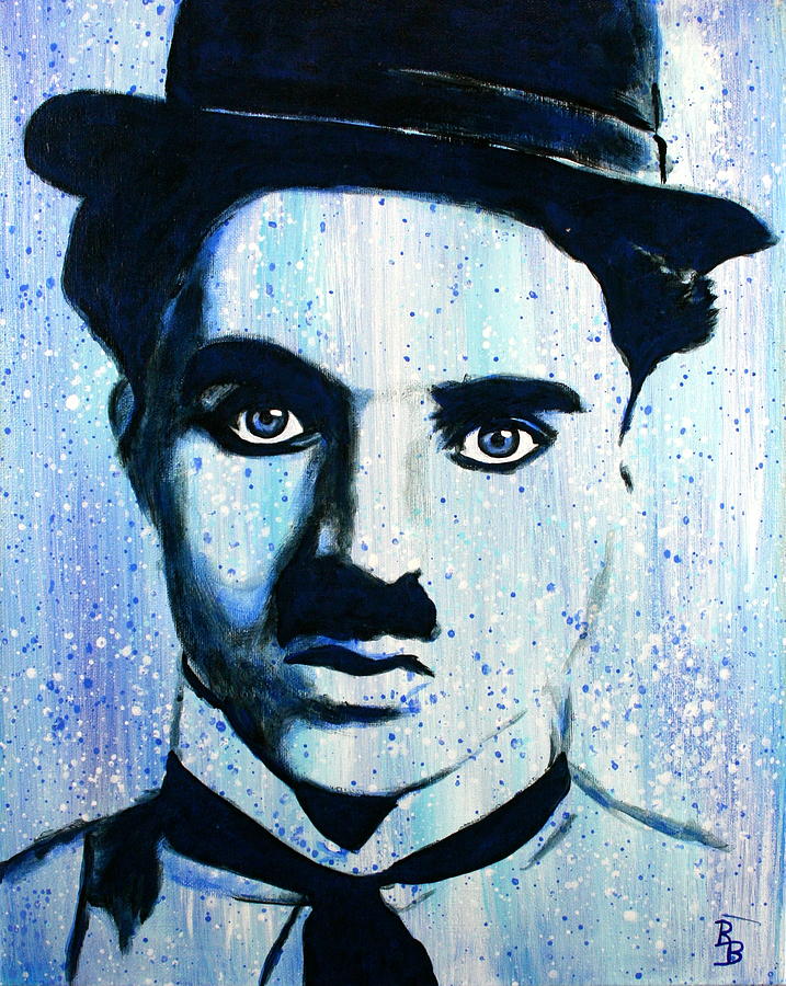 717x900 Charlie Chaplin Little Tramp Portrait Painting By Bob Baker - Charlie Chaplin Painting