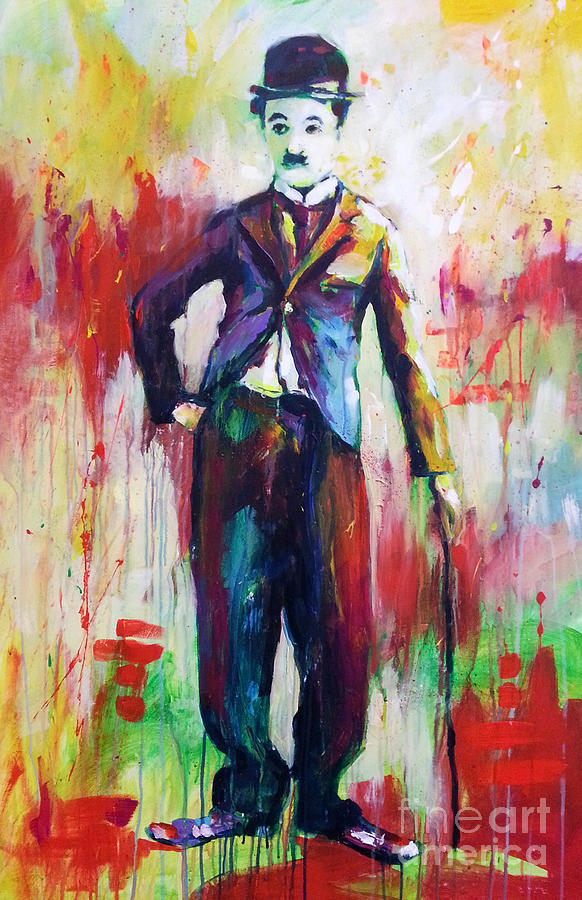 582x900 Charlie Chaplin Painting By Marta Zawadzka - Charlie Chaplin Painting