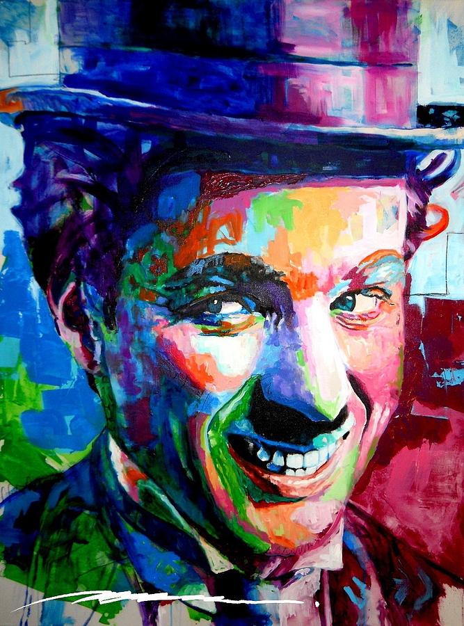 667x900 Charlie Chaplin Painting By Michael Shaddy - Charlie Chaplin Painting