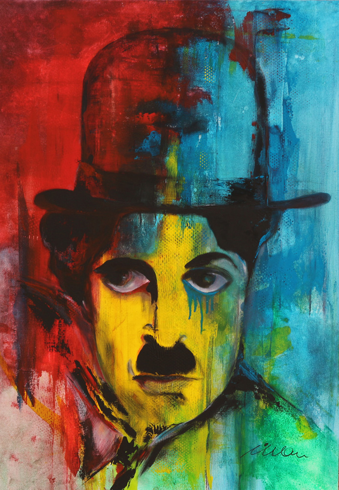 692x1000 Charlie Chaplin Portrait Contemporary Art Painting Florin - Charlie Chaplin Painting
