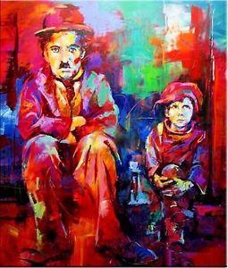 255x300 Charlie Chaplin Portrait Oil Painting On Canvas Pop Art Wall Decor - Charlie Chaplin Painting