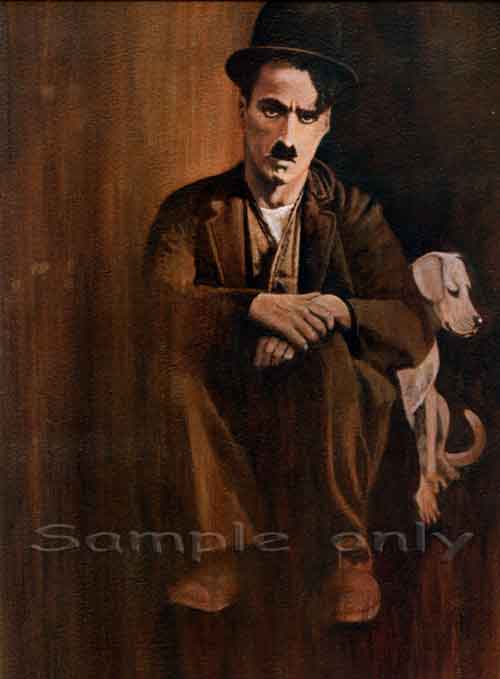 500x679 Gazarts Gallery Charlie Chaplin Mut Acrylic Painting - Charlie Chaplin Painting