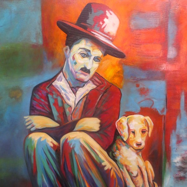 600x600 Chaplin Painting Charlie Chaplin Dogs Life Original Large Oil - Charlie Chaplin Painting