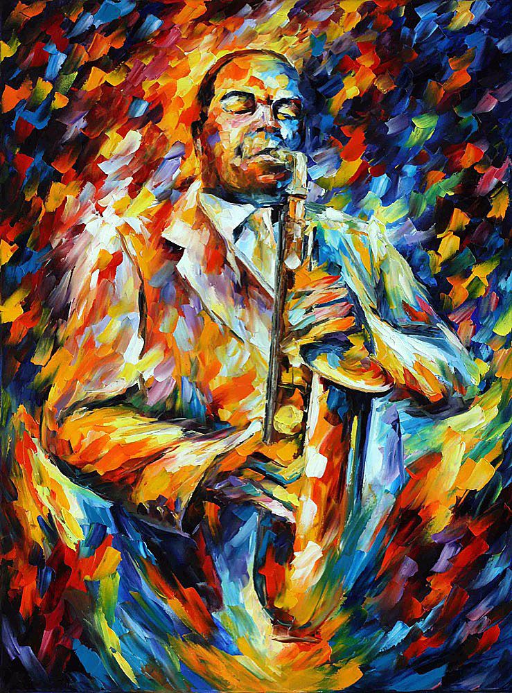 739x1000 Charlie Parker Palette Knife Oil Painting On Canvas - Charlie Parker Painting