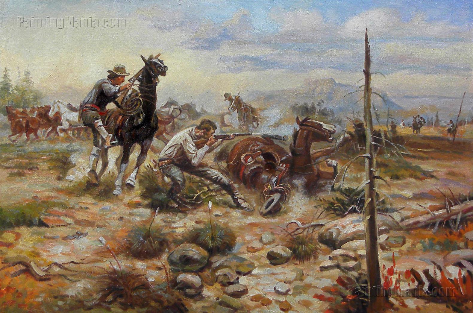 1580x1046 When Horseflesh Comes High - Charlie Russell Painting