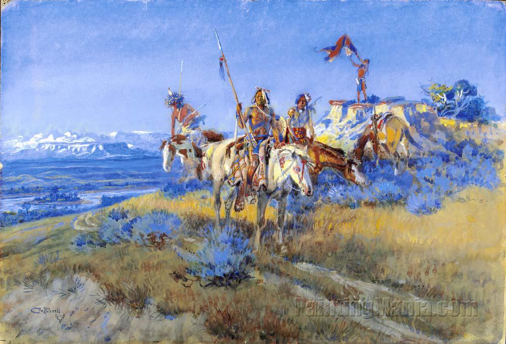 1000x680 When Red Men Talk War - Charlie Russell Painting