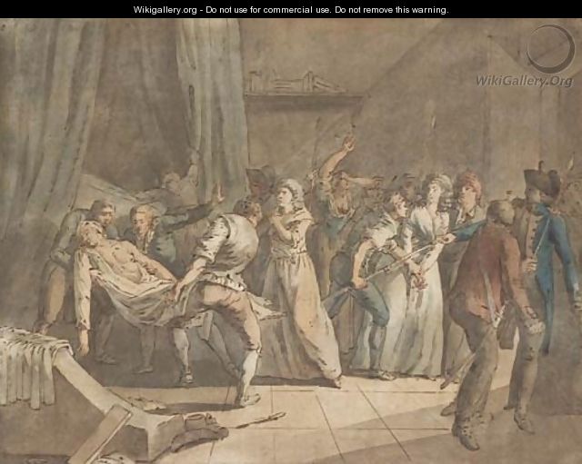 640x511 The Arrest Of Charlotte Corday, With Jean Paul Marat's Body - Charlotte Corday Painting