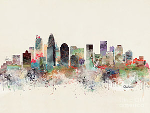 300x227 Charlotte Skyline Paintings Pixels - Charlotte Skyline Painting