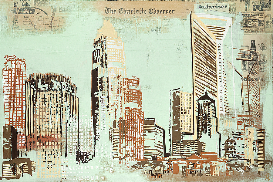 900x600 New Print Based On City Of Charlotte Painting The Portfolio - Charlotte Skyline Painting