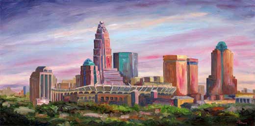 520x257 Charlotte Skyline - Charlotte Skyline Painting