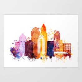264x264 Charlotte Skyline Art Prints Society6 - Charlotte Skyline Painting
