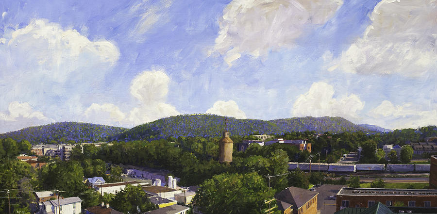900x441 Charlottesville Looking East Painting By Edward Thomas - Charlottesville Painting