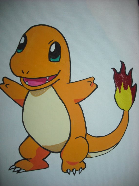 570x760 Charmander Pokemon Mini Painting. Hand Painted - Charmander Painting
