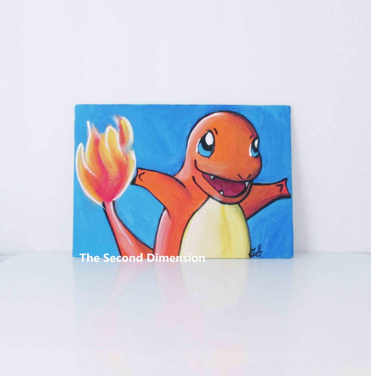 1483x1500 Pokemon Charmander Art Painting Acrylics Small Flat Canvas 7 X 5 - Charmander Painting