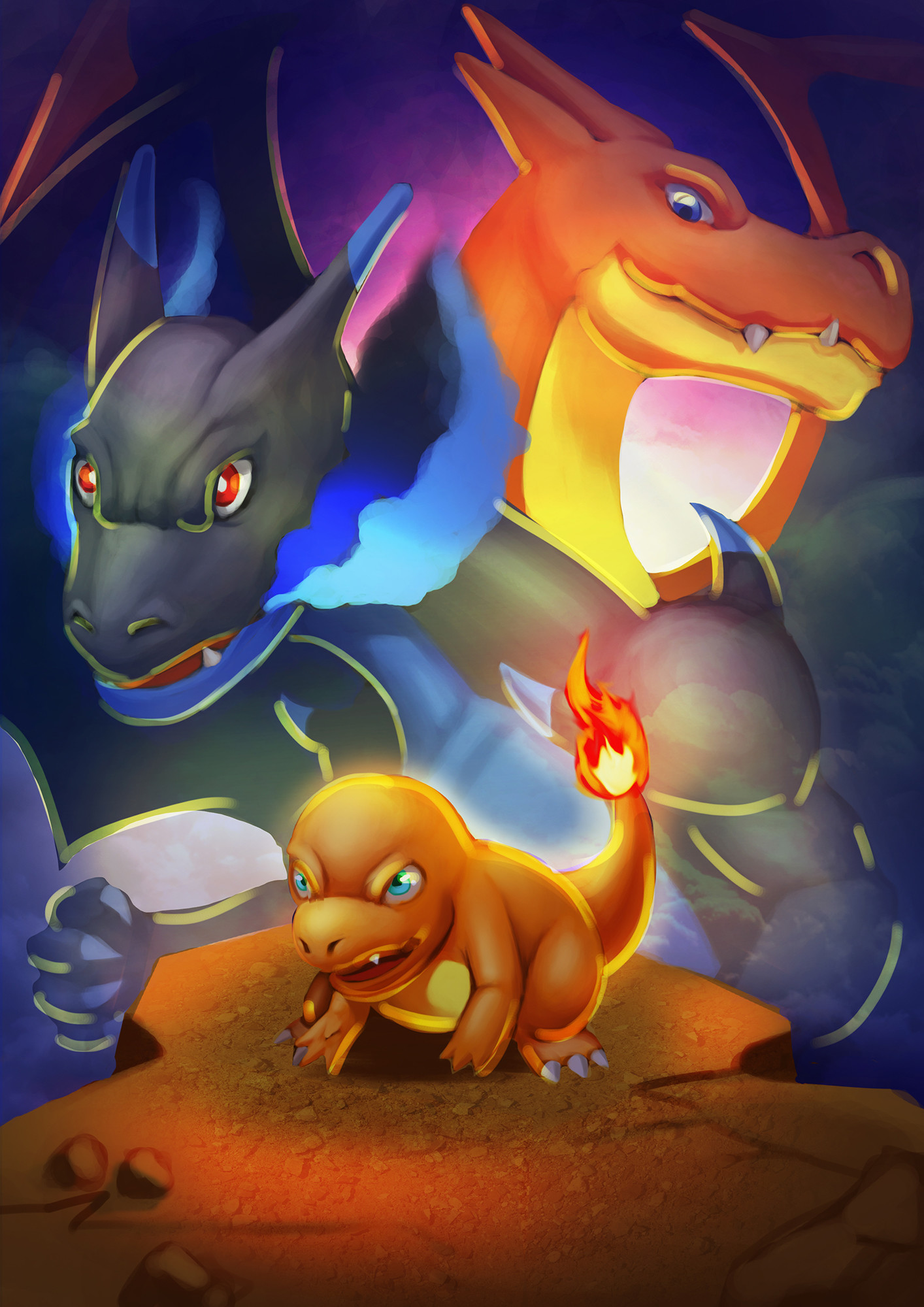 1414x2000 Artstation - Charmander Painting