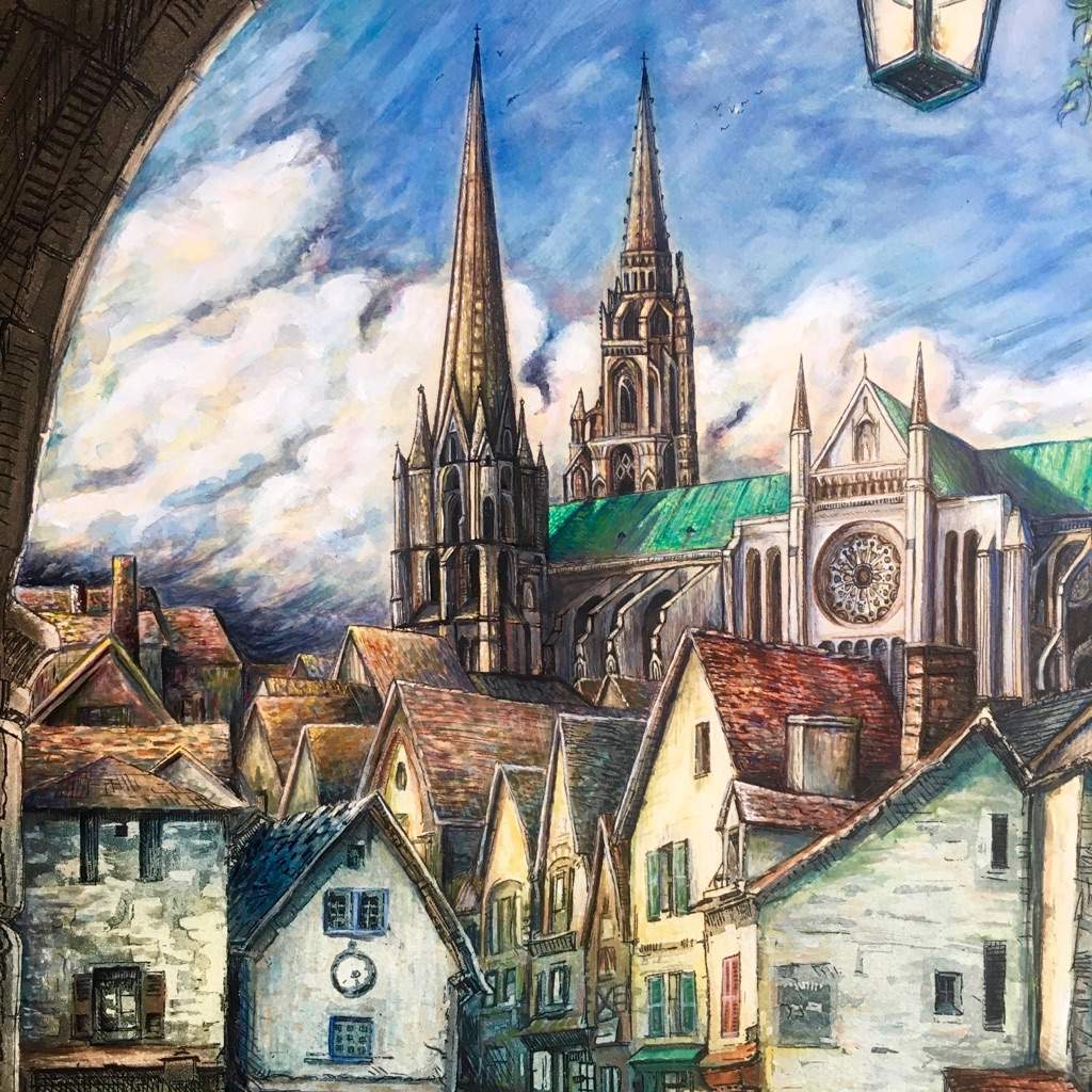 1024x1024 Chartres Cathedral In France Art Amino - Chartres Cathedral Painting