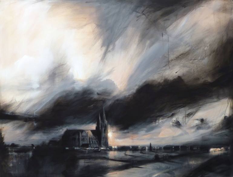 770x585 Saatchi Art Chartres Cathedral Under Storm Painting By Philippe - Chartres Cathedral Painting