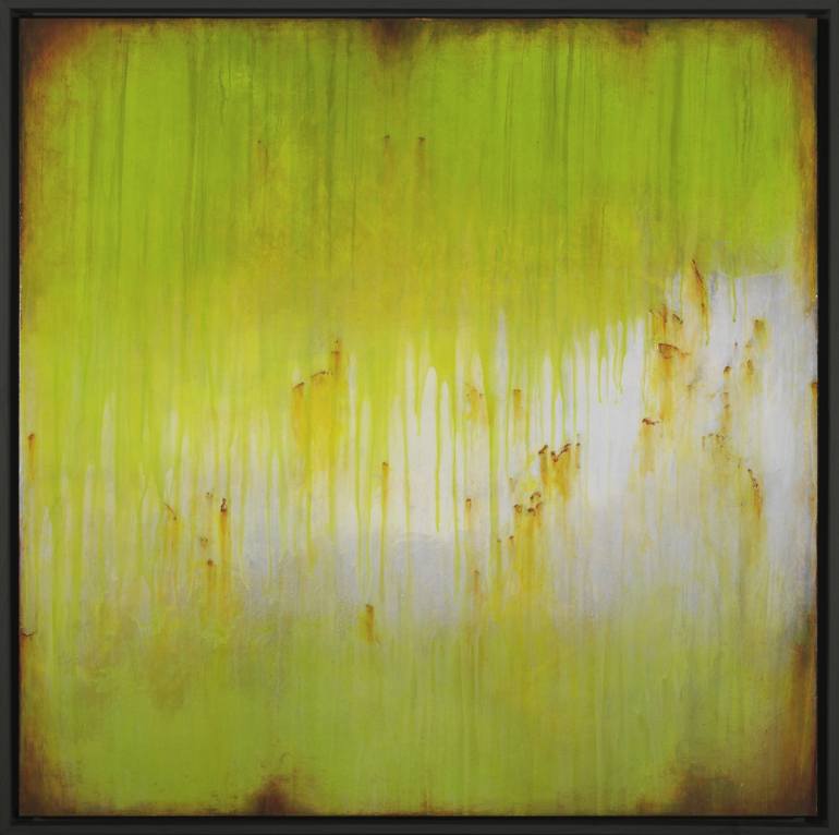 770x766 Saatchi Art Rust And Chartreuse On White Painting By Douglas Deveny - Chartreuse Painting