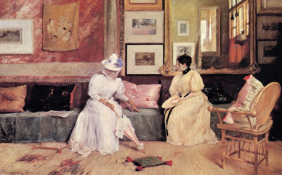 1138x709 William Merritt Chase A Friendly Visit Painting Best A Friendly - Chase Painting