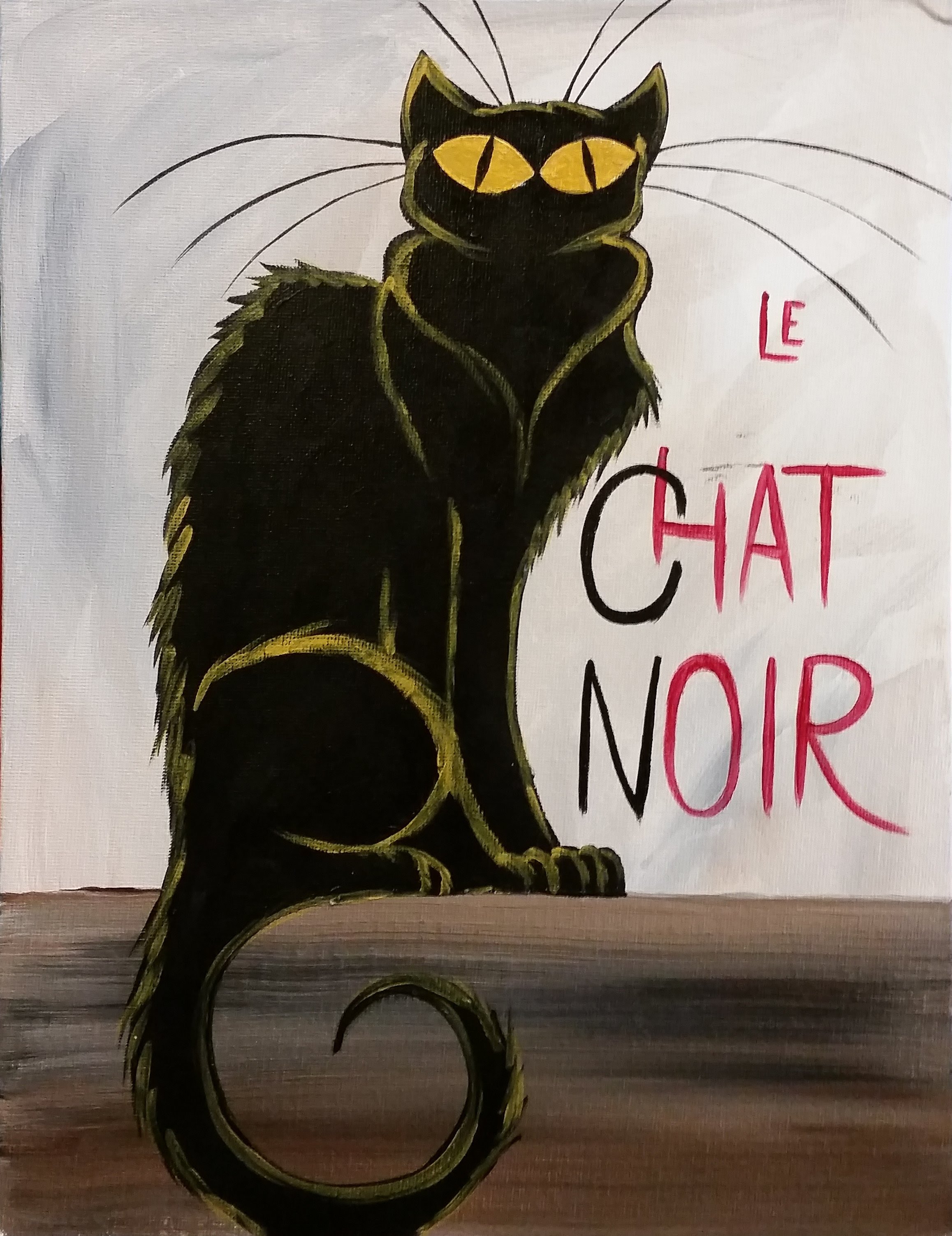 2315x3005 Le Chat Noir Step By Step Acrylic Painting On Canvas For Beginners - Chat Noir Painting