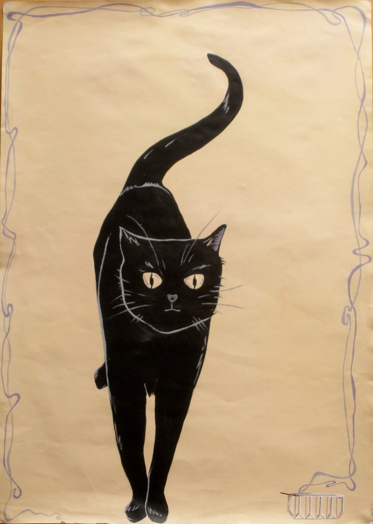754x1059 Le Chat Noir By I Love Alice - Chat Noir Painting