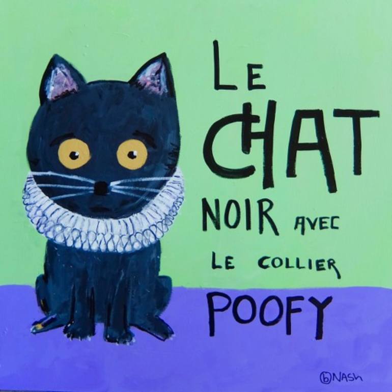 770x770 Saatchi Art Le Chat Noir Poofy Collar Painting By Brian Nash - Chat Noir Painting