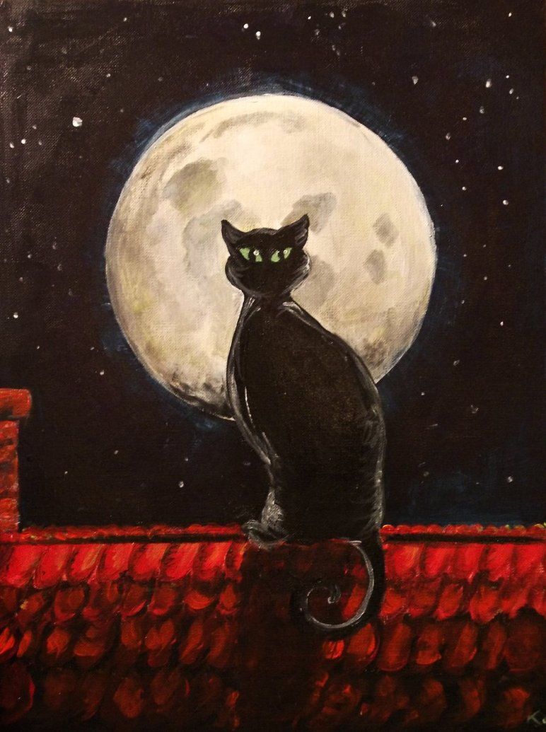 772x1035 Black Cat - Chat Noir Painting