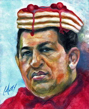 300x368 Hugo Chavez Painting By Dan Lacey Painting Of Hugo Chavez - Chavez Painting