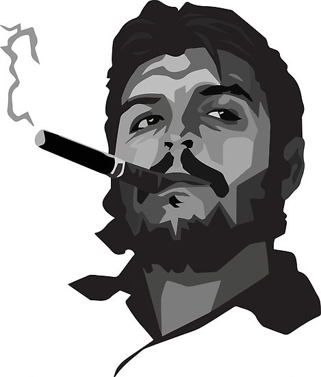 469x550 Che Guevara With Cigar Black And With Painting Posters By Kartick - Che Guevara Painting