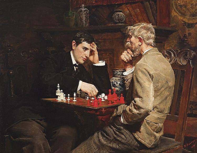 750x585 Julian Ashton (1851 1942) Checkmate - Checkmate Painting