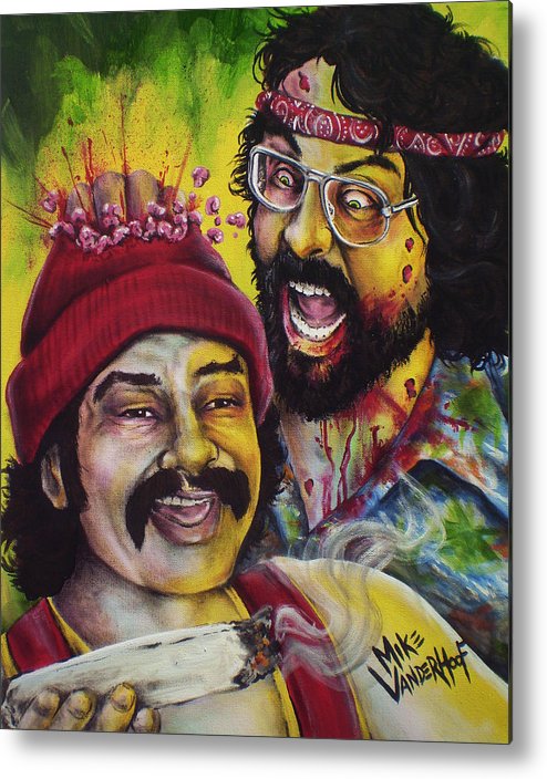 494x704 Zombie Cheech And Chong Metal Print By Mike Vanderhoof - Cheech And Chong Painting