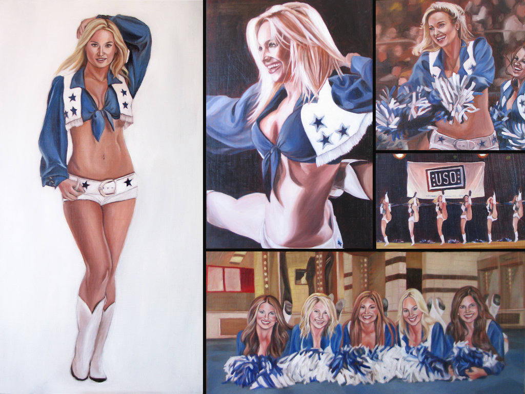 1024x768 Custom Portrait - Cheerleader Painting
