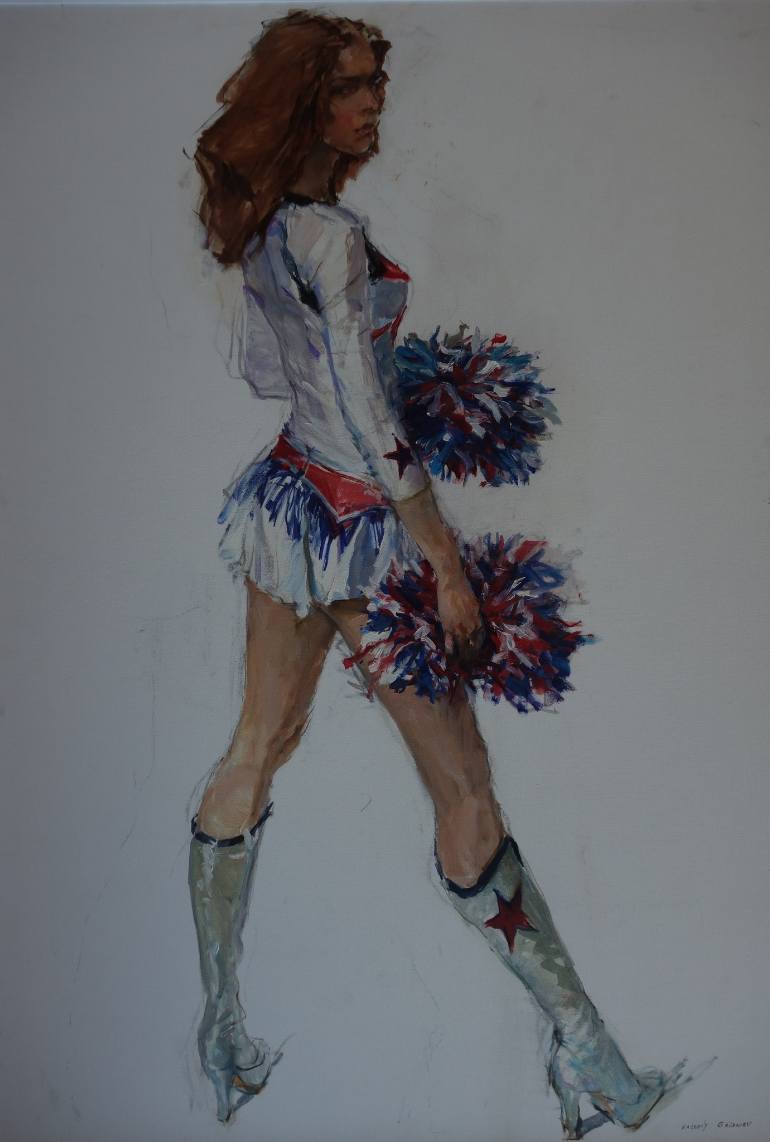 770x1142 Saatchi Art Cheerleader Painting By Valeriy Gridnev - Cheerleader Painting