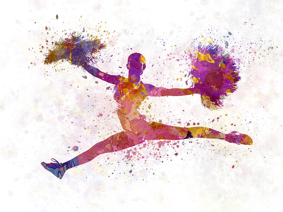 900x675 Young Woman Cheerleader 01 Painting By Pablo Romero - Cheerleader Painting