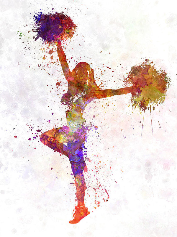 600x800 Young Woman Cheerleader 06 Art Print By Pablo Romero - Cheerleader Painting