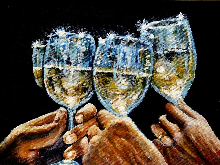 900x676 Cheers With White Wine Painting By Mackenzie Moulton - Cheers Painting