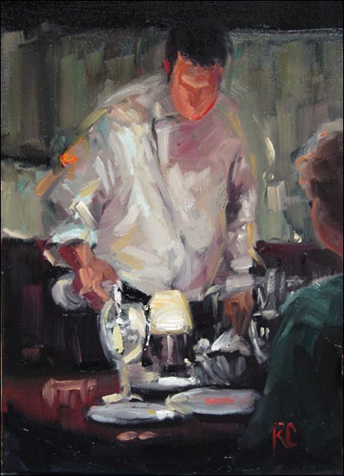 500x693 Refill By Robin Cheers The Waiterwaitress In Art - Cheers Painting