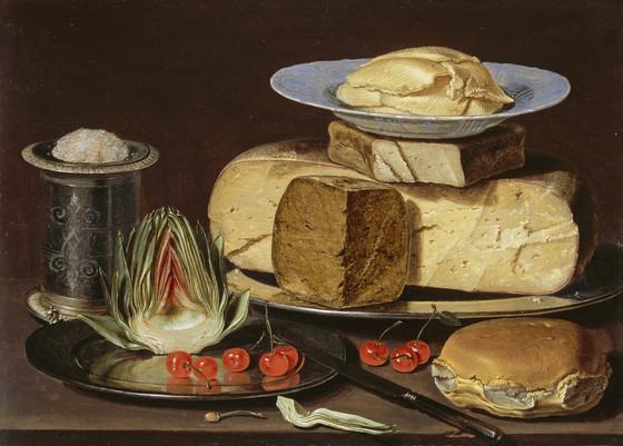 560x401 Cheese And Cherries In European Painting Unframed - Cheese Painting