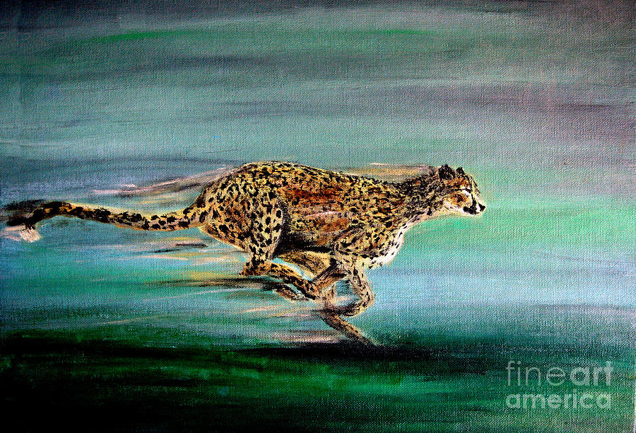 900x612 Cheetah Run 2 Painting By Nick Gustafson - Cheetah Painting