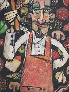 225x300 Pizza Chef Paintings Fine Art America - Chef Painting