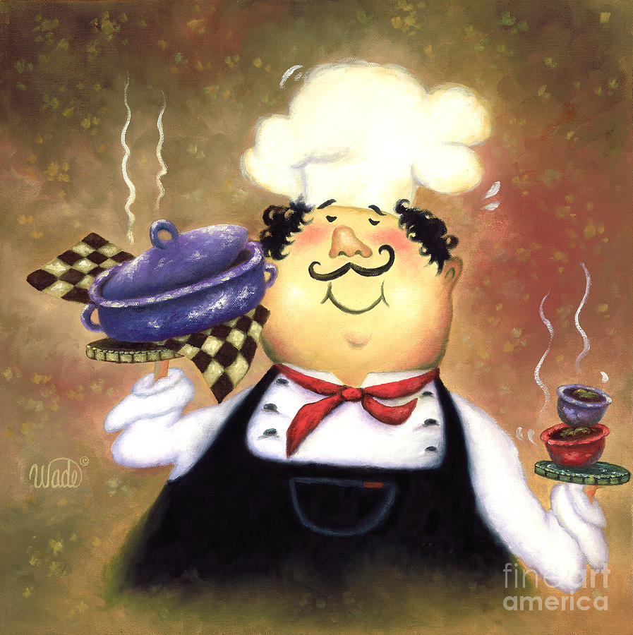 897x900 Purple Pot Chef Painting By Vickie Wade - Chef Painting