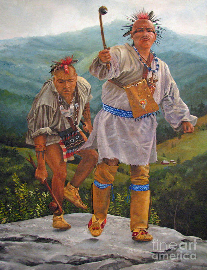 691x900 Cherokee Warriors1 Painting By Marcia Dockey Smith - Cherokee Painting