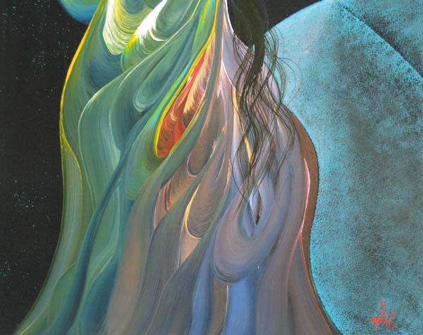 600x475 Native American Cherokee Painting By Bill Rabbit - Cherokee Painting