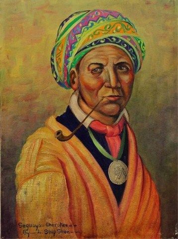 358x480 Original Painting Seguoya Cherokee By Louis Shipshee 1896 1975 - Cherokee Painting