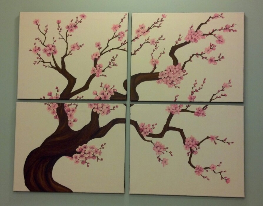 894x698 Cherry Blossom Branch By Redhead K - Cherry Blossom Branch Painting