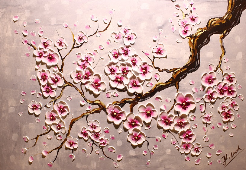 814x564 Cherryblossom Branch By Kasia1989 - Cherry Blossom Branch Painting