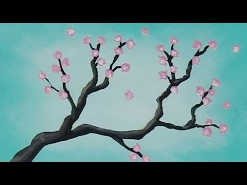 480x360 Mini Acrylic Painting - Cherry Blossom Branch Painting